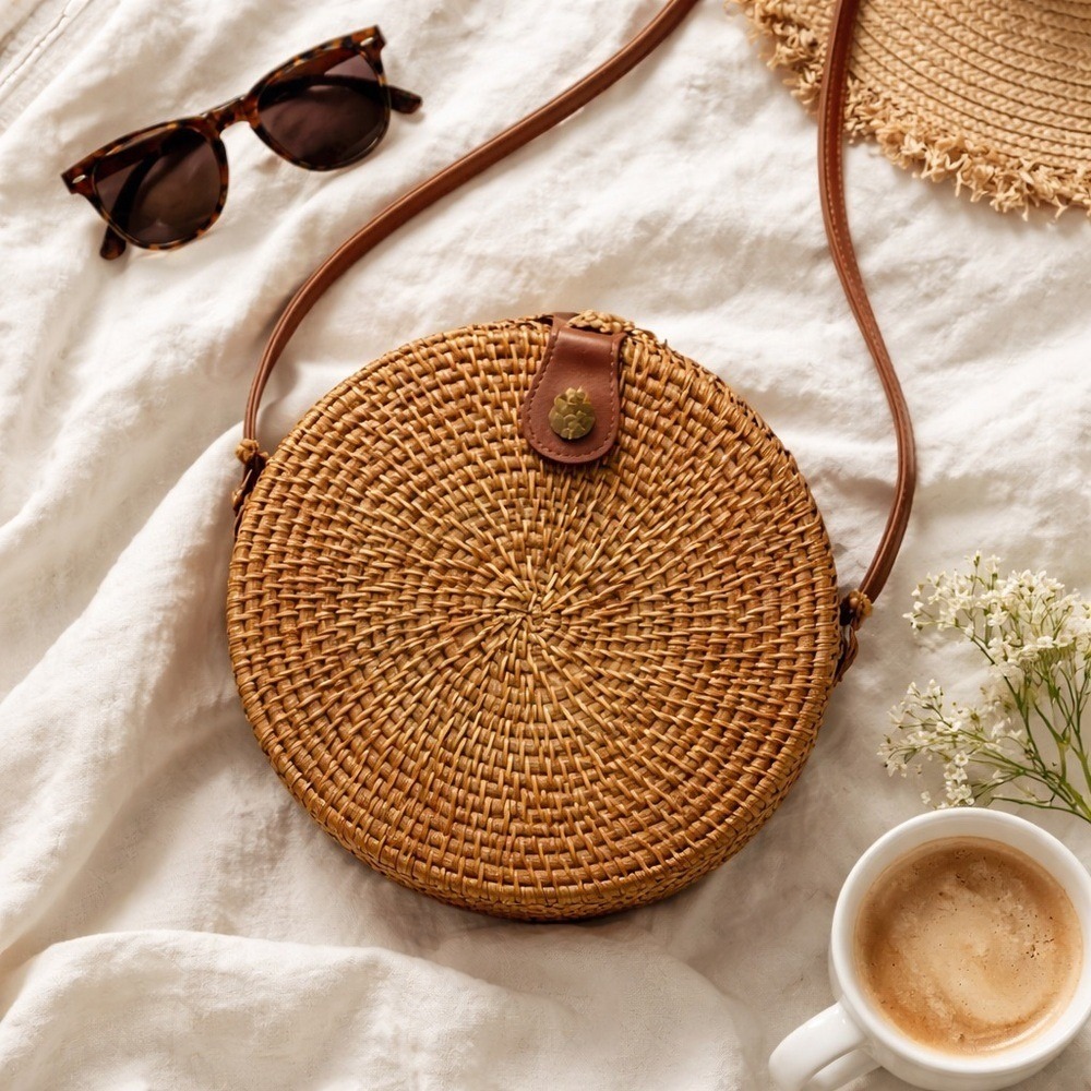 Rattan Round Crossbody Bali Bag